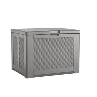 Rubbermaid Medium Resin Weather Resistant Outdoor Storage Deck Box, 72.6  Gal, Putty/Canteen Brown, Deck, or Patio, 33-Gallon, Brown