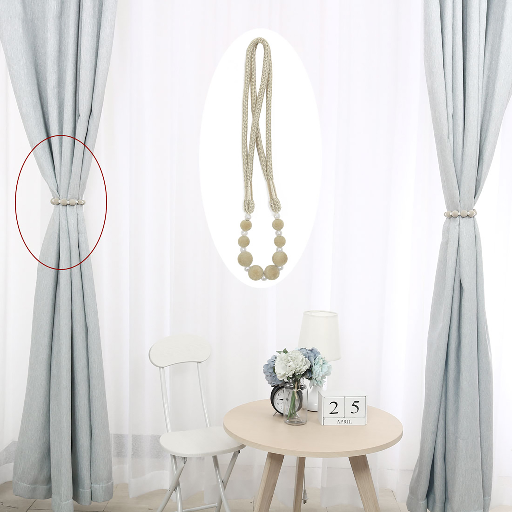 Curtain Tieback 32.3 Inch Window Curtain Buckle Tiebacks Clips Holder