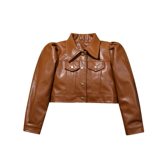 Kids Coat, Girls Solid Color Turn-Down Collar Long Sleeve Jacket Tops for Spring Fall, 2-8 Years