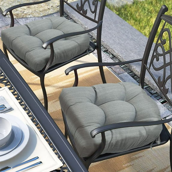 Patio Cushions with Ties, Tatami Floor Pillow Meditation, Outdoor/Indoor Tufted Seat Cushion Chair Pads Waterproof for Dining Chairs Garden Decoration Balcony Office(19"x19"x5", 2 Pack, Navy Blue)