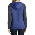 thumbnail image 2 of Mafoose Women's Juniors Lightweight Fleece Raglan Hoodie Heathered Deep Royal/ Heathered Charcoal X-Small, 2 of 4