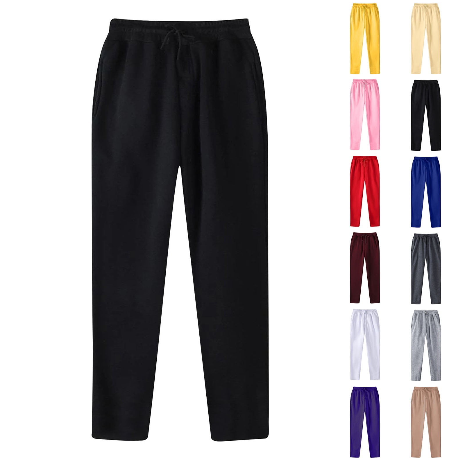 LIBRCLO Mens Sweatpants Open Bottom Drawstring Straight Leg Sweat Pants ...