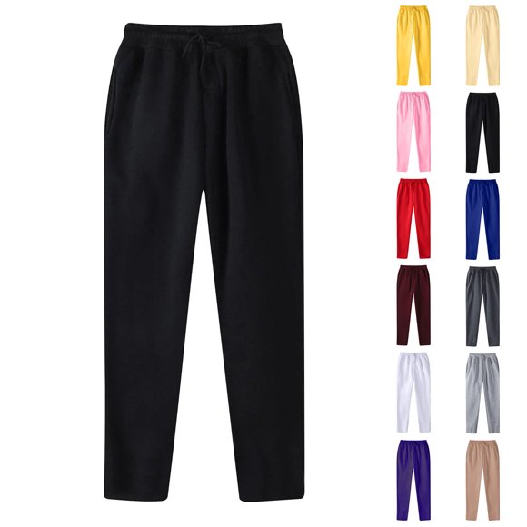 LIBRCLO Mens Sweatpants Open Bottom Drawstring Straight Leg Sweat Pants Joggers & Sweatpants Men, Black XL