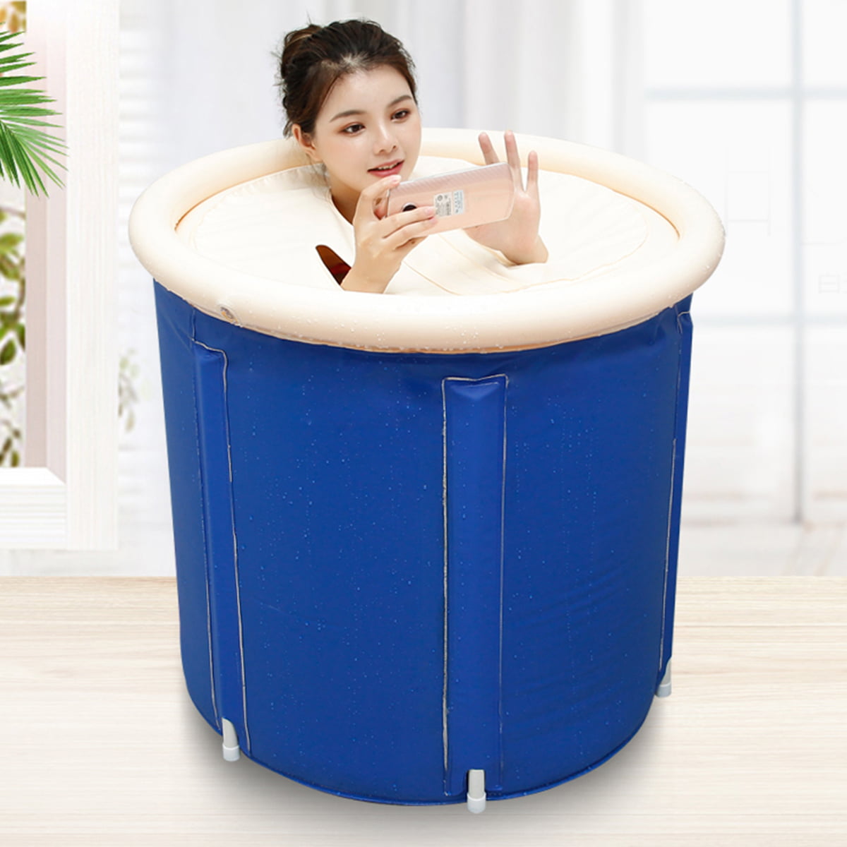 US Foldable Bathtub Portable Bath Spa Child Adult Pool PVC Folding Bath Tub 250L 