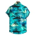 thumbnail image 4 of Vivianyo HD Men's Casual Solid Short Sleeve Hawaii Button Down Shirt Men's Hawaiian Shirt Short Sleeves Printed Summer Beach Shirts Tops Blouse Shirt, 4 of 7