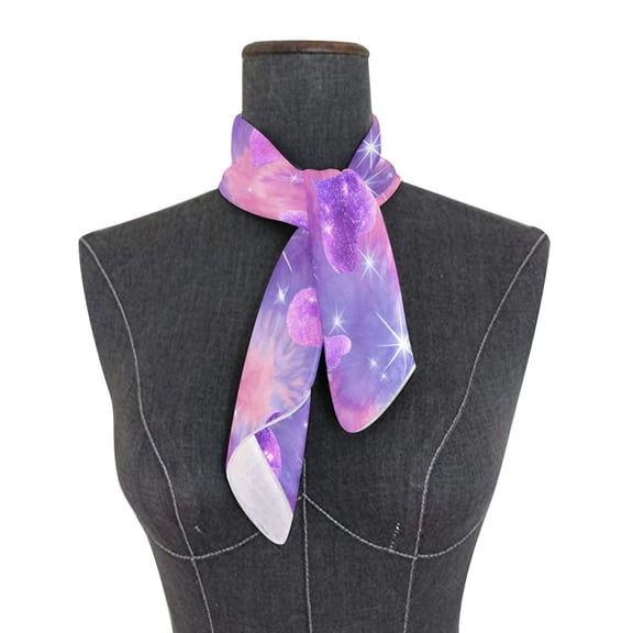 Square Scarf 24x24 Inch Sparkle Purple Pink Heart Print Silky Satin Sun Protection Neck Scarf for Women Multi-Purpose Head Wrap Bandana for Hair Bag Decoration