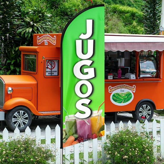 QSUM Jugos  Sign Feather Flag ,8FT Jugos  Decoration Display, Jugos  Business Sign,Jugos  Swooper Flag（FLAG ONLY）