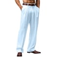 thumbnail image 4 of Men's Khaki Classic Fit Pleat Front Dress Pant Light Blue L, 4 of 7