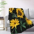 thumbnail image 2 of XMXT Flannel Throw Blanket, Sunflower Black Background Throw Blankets for Bed Couch Living Room, 50 x 70 inches, 2 of 9