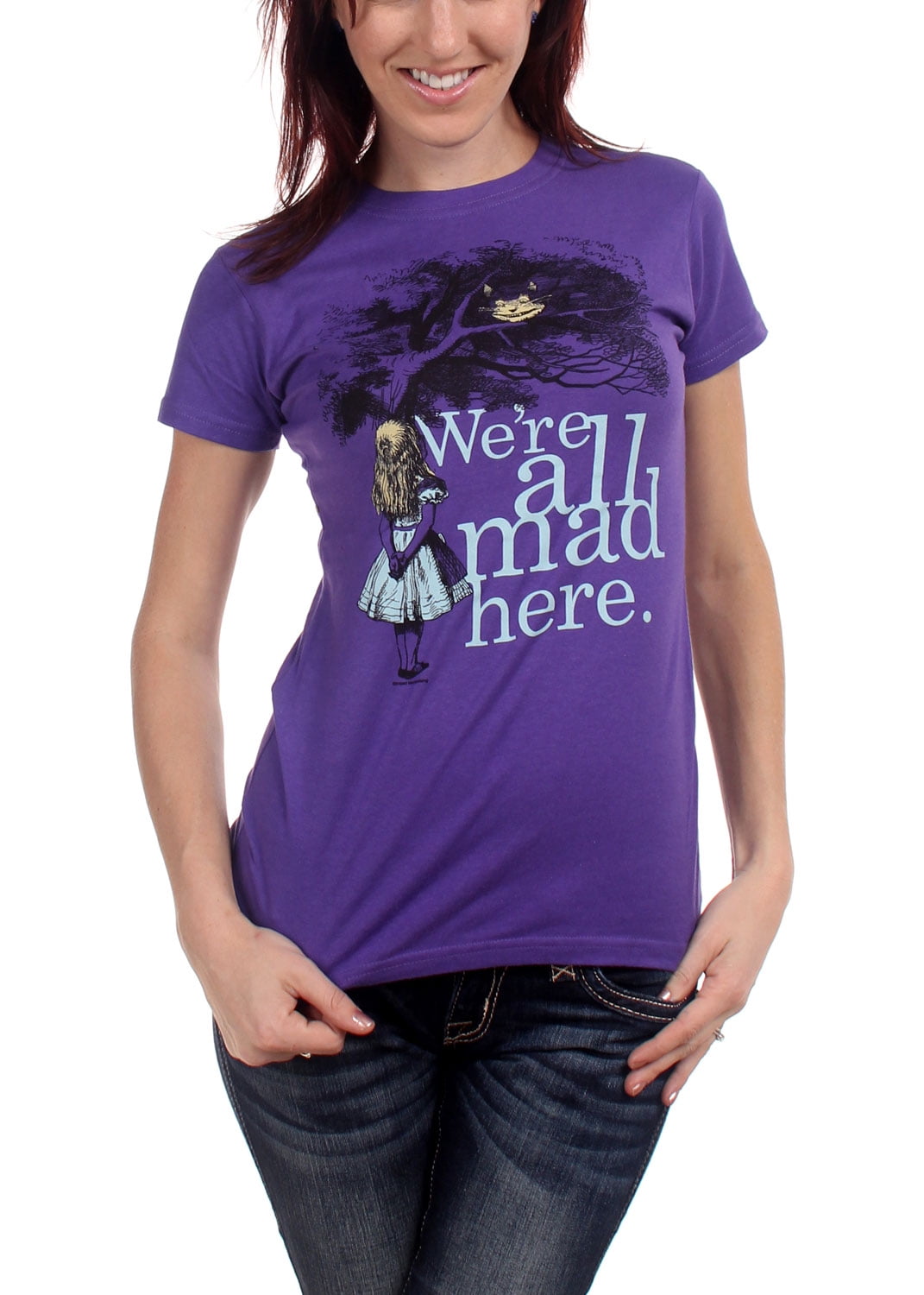 Alice In Wonderland We’re All Mad Here T Shirt Trendy Tee Fashion Top Unisex 