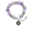 thumbnail image 2 of Delight Jewelry Silvertone Antiqued Round Seal - Initial - J - Purple Butterfly Bead Charm Bracelet, 7"+1" Extender, 2 of 5