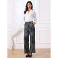 thumbnail image 3 of DARING DIVA Women's Plaid Vintage Wide Leg Trousers for Work Large Dark Blue, 3 of 7