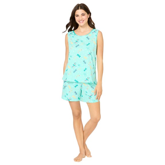 Dreams & Co. Plus Size 2-Piece Sleeveless Tee And Shorts PJ Set