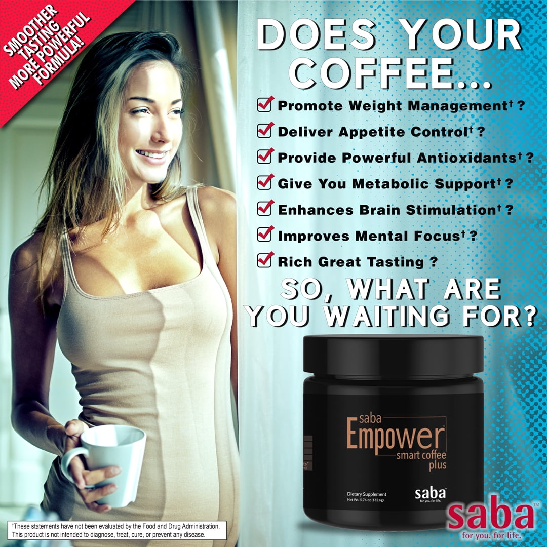 Saba Empower Smart Coffee Plus - 30 Servings, Supports Immune, Energy, Weight Management