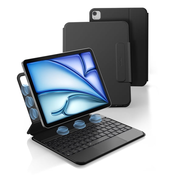 Dexnor Keyboard Case for iPad Air 11 inch (M4 2026/M3 2025/M2 2024) & iPad Pro 11 (4th/3rd/2nd/1st Gen) & iPad Air 5th/4th Gen Case with Keyboard Magnetic Detachable Trackpad Backlit, Black