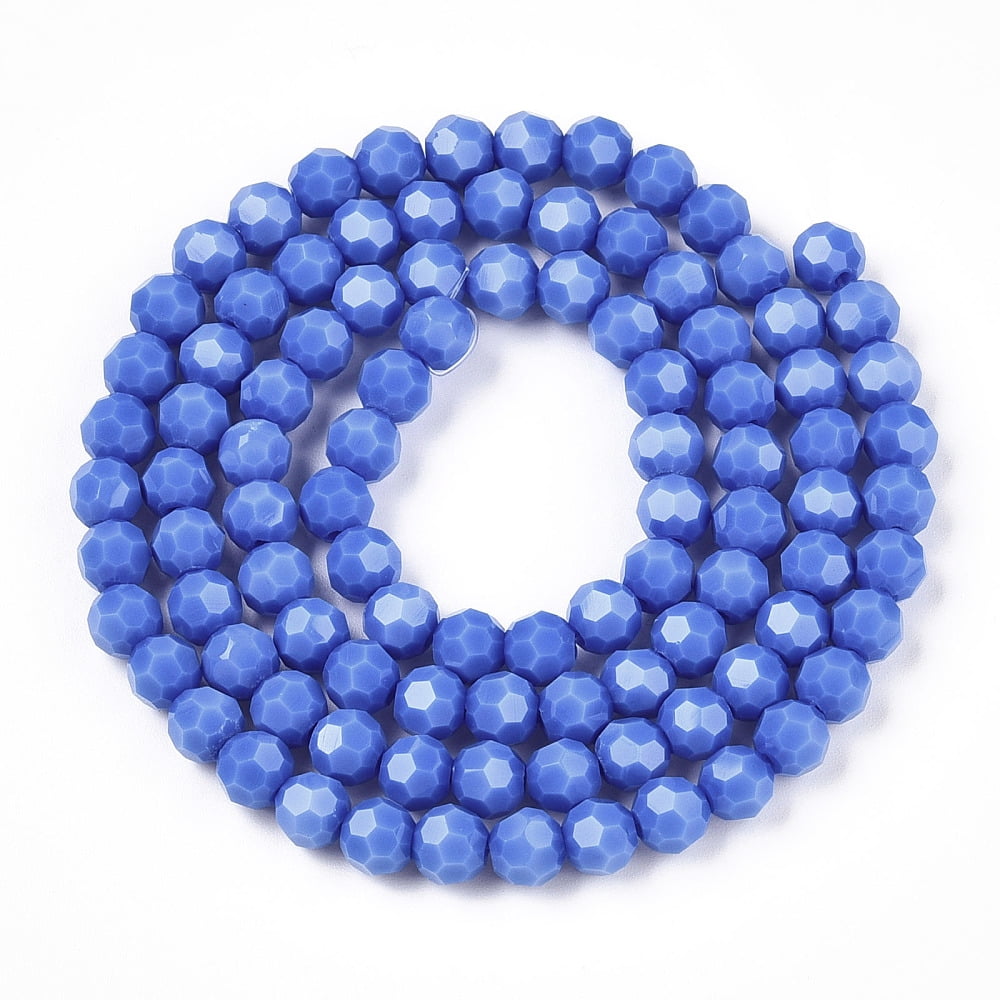 20strands Opaque Glass Beads Stands Faceted(32 Facets) Round Cornflower Blue 6mm Hole: 1mm about 98pcs/strand 20.47''(52cm)