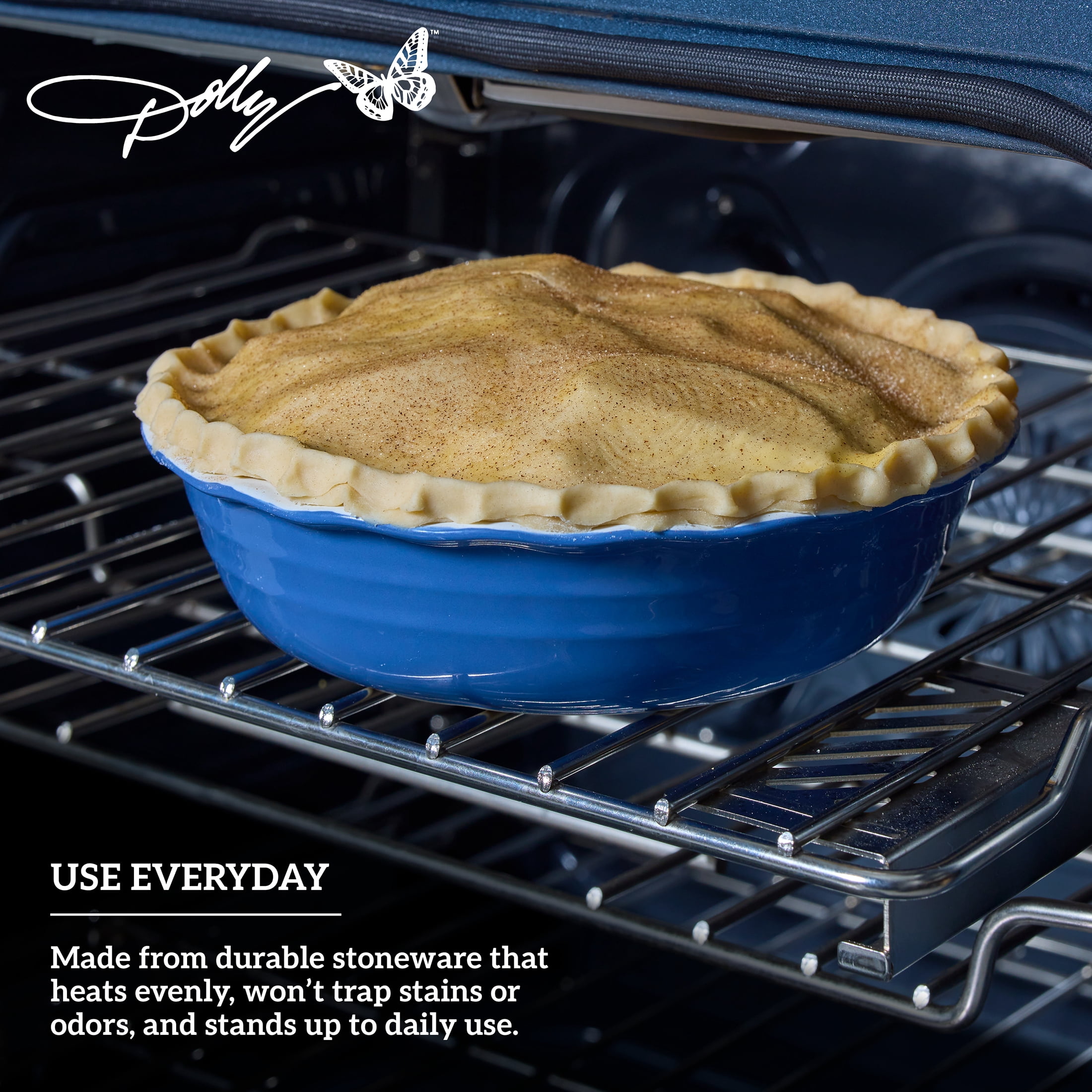 Dolly Parton 10 in Ceramic Pie Dish, Blue