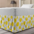 thumbnail image 1 of Abstract Bed Skirt, Quirky Shapes and Dotted Rounds with Unusual Simple Stars Pattern, Elastic Bedskirt Dust Ruffle Wrap Around for Bedding Decor, 4 Sizes, Mustard Pale Taupe White, by Ambesonne, 1 of 2