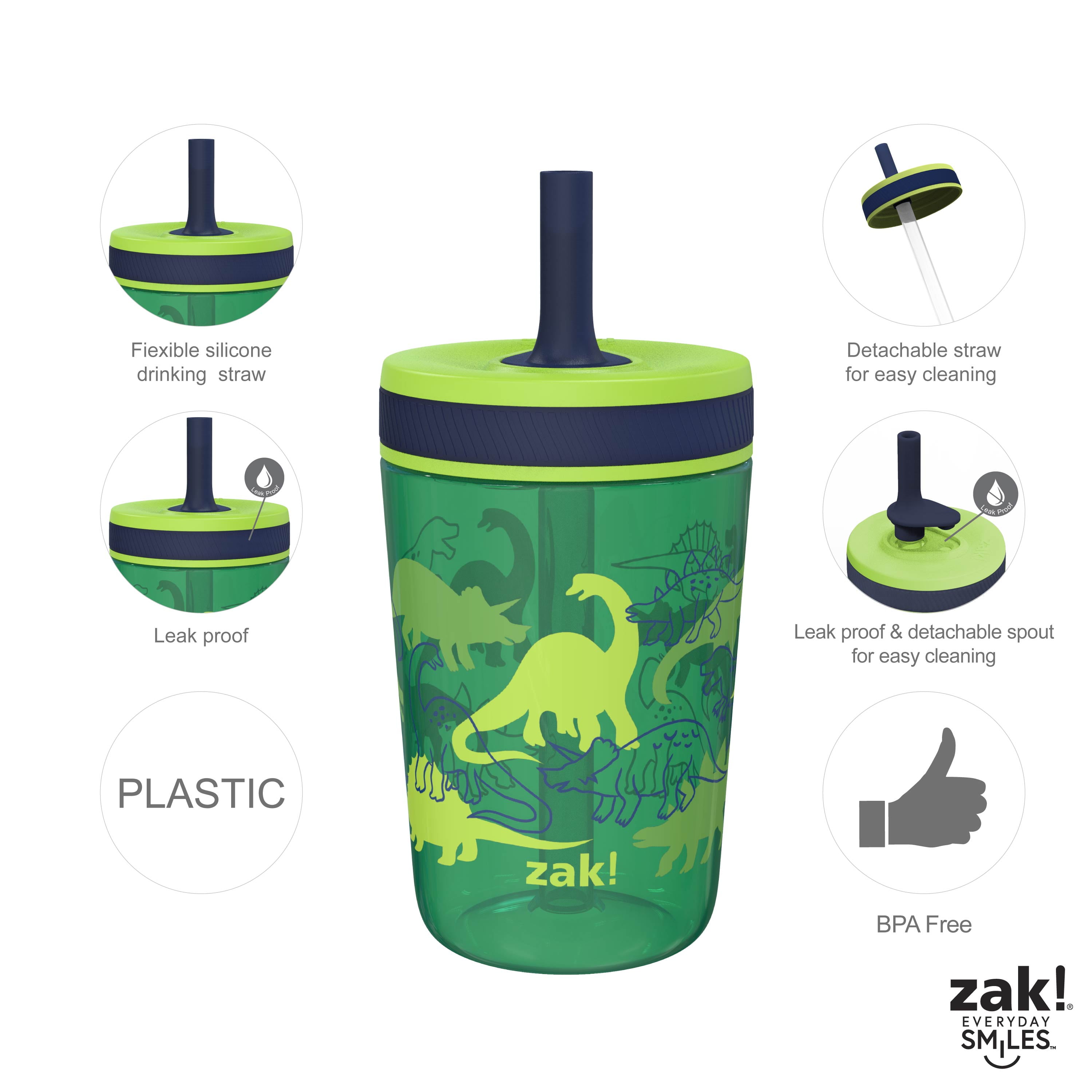 Zak Designs 20 oz. Travel Straw Tumbler HydraTrak Double-Wall Insulated  Plastic with Silicone Water Intake Tracker Bands, Clear 