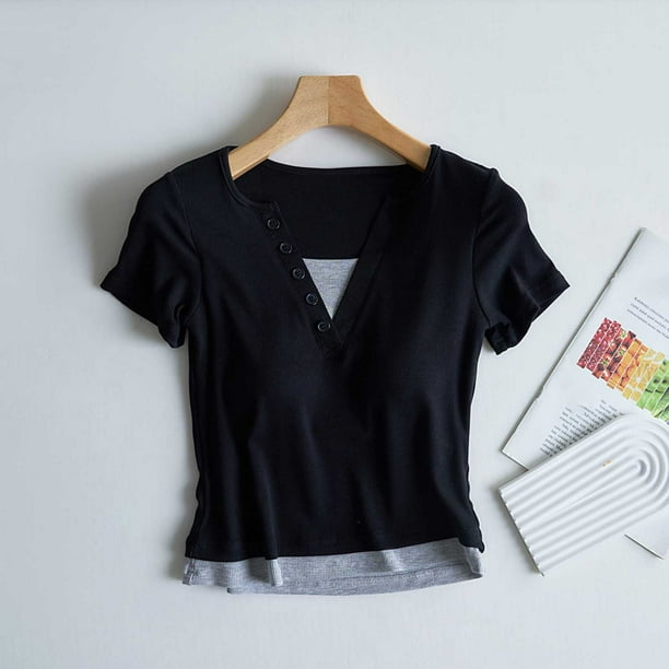 Pijama de manga corta para mujer, de verano, ligero y transpirable, con almohadillas para el pecho y camisetas de manga corta. Pijama de poliéster para mujer.