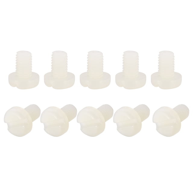Unique Bargains Vis de Machine en Nylon, M5x8mm Attaches de Tête de Poêle Fendues, Blanc Lot de 50