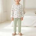 thumbnail image 5 of Amidoa Girls 2 Piece Outfits Fall Winter Clothes Print Soft Long Sleeves Top and Pants Kids Clothing Sets Mint Green Size 6-7 Years, 5 of 7