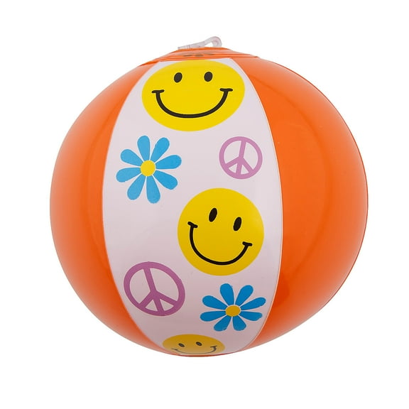 5" Mini Orange & White Inflatable Groovy Beach Balls - 12 Pieces