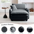 thumbnail image 4 of Modern Oversized Chaise Lounge Chair Indoor,Corduroy Large Armchair with Ottoman,Comfy Single Sofa Chair with Extra Wide Armrests for Bedroom Living Room,Grey, 4 of 7