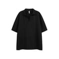 thumbnail image 4 of Ceisia Men's Short Sleeve Solid Color Casual Relaxed Fit V-Neck Polo Shirt Fashion Collared Top Gifts for Father Black 2X, 4 of 7