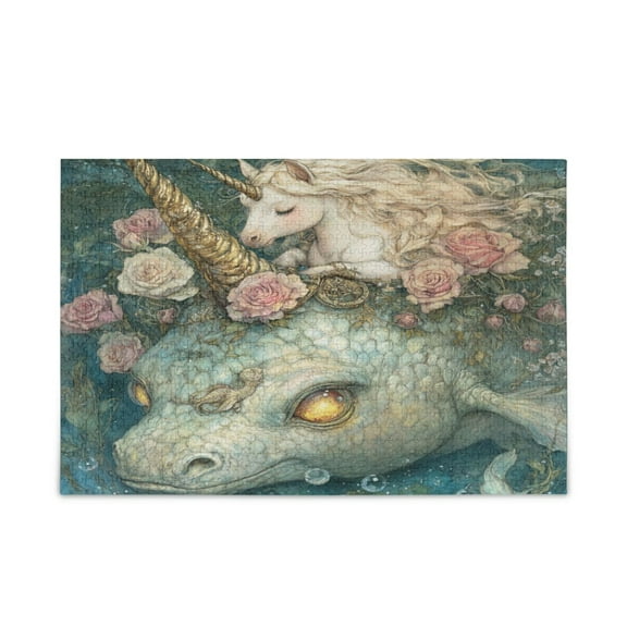 WOBOGO Unicorns and Sea Monsters Puzzle Challenge 500 Piece Jigsaw Suitable for Game Night Finished Size 20.5 x 14.9in
