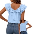 thumbnail image 2 of Favoffer Women Sleeveless Tops Round Neck Back Bow Ruffle Solid Loose Trendy Blouses Summer Tank Top Party Dating Banquet Leisure, 2 of 7