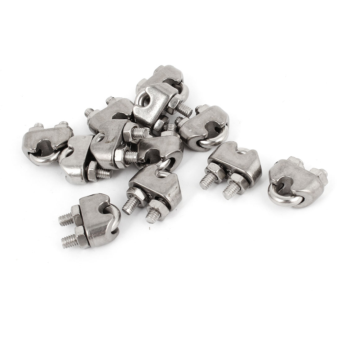 12pcs Silver Tone 4.5mm 3/16" Wire Rope Fastener U Bolt Clamp Clip
