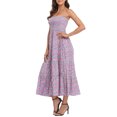 thumbnail image 3 of HDE Women's Strapless Maxi Dress Bohemian Sundress Ditsy Garden Floral Ruffle 4X-5X, 3 of 6