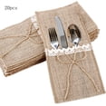 thumbnail image 1 of Un lote de 20 estantes para vajilla de tela de yute con encaje, como cuchillos y tenedores., 1 of 7