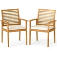 thumbnail image 2 of Costway Patio Dining Chairs Set of 2 with Removable Padded Cushion Slatted Backrest, 2 of 7