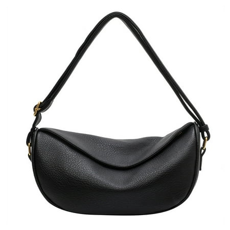 New niche design soft shoulder bag PU bag fashion slung jiaozi bag - black