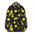 thumbnail image 3 of Softballs and Text Black Pattern Backpack for School, Cute School Bag with Adjustable Shoulder Straps and Padded Back, 16.9"x12.6"x5.9", 3 of 5