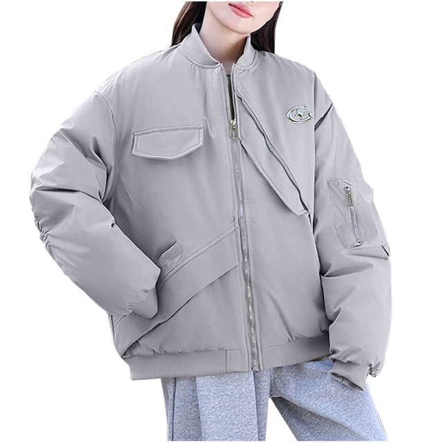 Lenago Hauts en Polyester pour Femmes Mode Décontractée Manches Longues Fermeture Éclair Blouse Manteau Veste Parkas pour Femmes