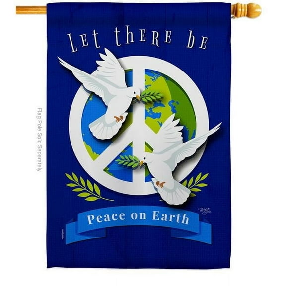 Breeze Decor H115170-BO Peace on Earth House Flag Expression Inspirational 28 x 40 in. Double-Sided Decorative Vertical Flags for Decoration Banner Garden Yard Gift