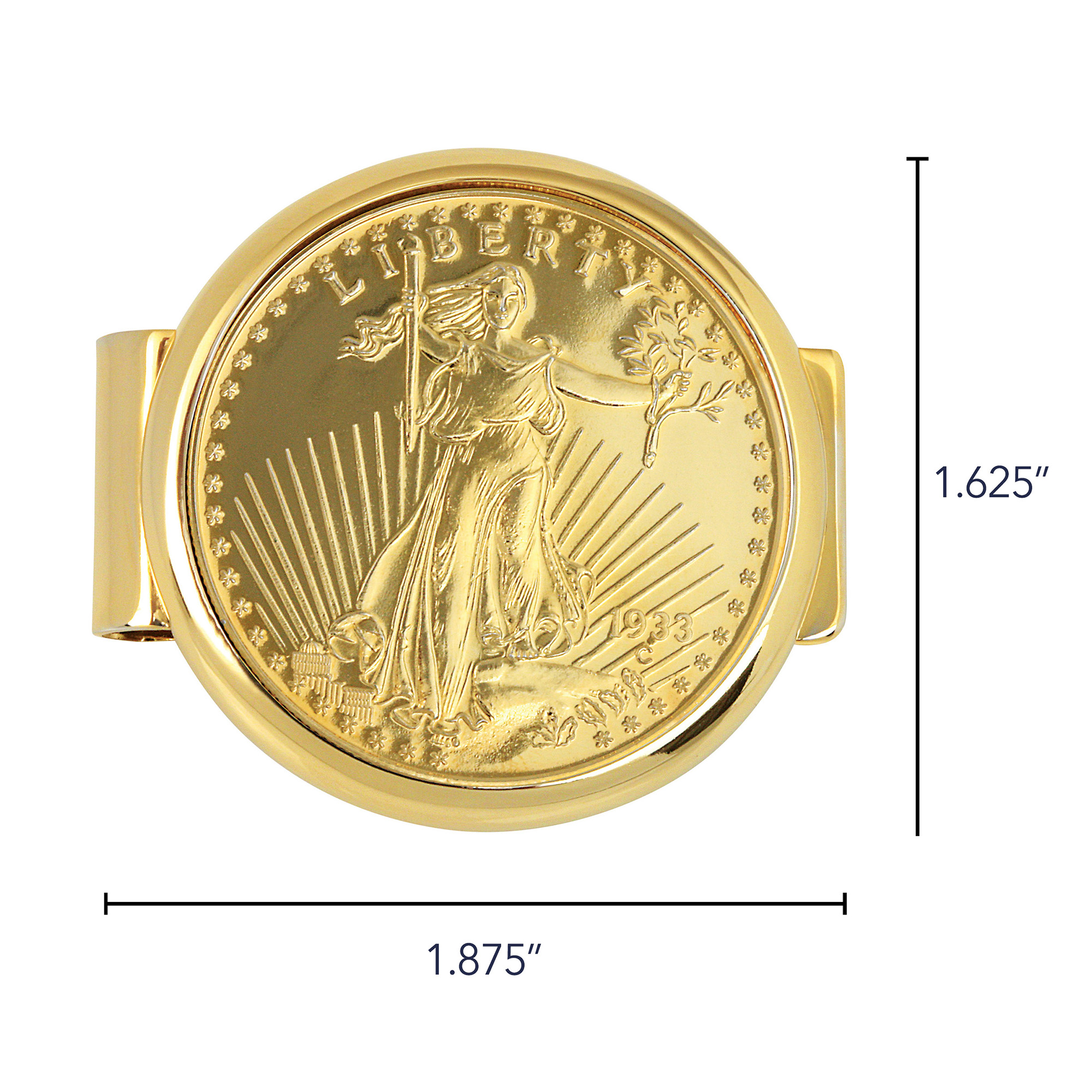 Polished Gold Engraved Money Clip - Hinged Design Holds 25 Bills