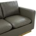 thumbnail image 4 of LeisureMod Loveseat Upholstered in Leather with Brushed Gold Stainless Steel Base and Removable Cushions for Modern Home, Living Room, Offices Nervo Collection in Grey, 4 of 8