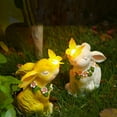 thumbnail image 3 of Harpi Solar Garden Lights - Bunny Garden Statue with Butterfly Light & Flower, Outdoor Lawn Easter Rabbit Decor for Patio, Balcony, Yard, Lawn Art Ornament, Housewarming Gifts, 3 of 7