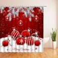 thumbnail image 4 of Merry Christmas Shower Curtain Red Christmas Ball Berry White Xmas Snow Pine Fir Branch Leaf Winter Holiday Glittering Bling Happy New Year Fabric Bathroom Curtain Set Decor with Hook, 4 of 4