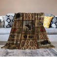 thumbnail image 2 of Rustic Moose Deer Bear Flannel Blankets, Retro Vintage Bear Cottage Country Style Cabin Farmhouse Pinecone Throw Bed Blanket for Sofa Chair Bed 40"x50", 2 of 6