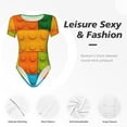 thumbnail image 4 of Rateoe Colorful Building Blocks Printed Women Rash Guard Short Sleeve,Tummy control Swimsuit Surfing Swimsuit Bathing Suit Short-sleeved Onesie UPF 50+ -X-Large, 4 of 7