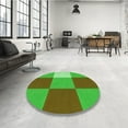 thumbnail image 3 of Ahgly Company Indoor Round Patterned Neon Green Area Rugs, 6' Round, 3 of 6