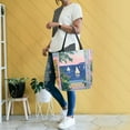 thumbnail image 4 of FORMRS Womens Canvas Tote Bag with Zipper Inner Pocket Shoulder Handbag, Colorful Seaside, 4 of 7