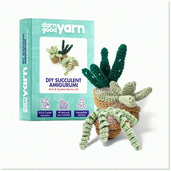 Succulent Stitchery: The Ultimate Crochet Kit for Budding Amigurumi Artists! Includes Patterns, Hooks, Stuffing, and Needles. Perfect for Beginners to Intermediate Crocheters.