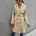 thumbnail image 5 of Ladies Trench Coat Double Breasted Long Coat Classic Autumn Spring Jacket Windproof Coat(M), 5 of 5