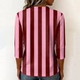 thumbnail image 6 of JULMCOMO Shirts for Women Vertical Striped 3/4 Sleeve Crew Neck Trendy Loose Fit T Shirts Color Block Comfy Summer Tops Hot Pink XL, 6 of 6